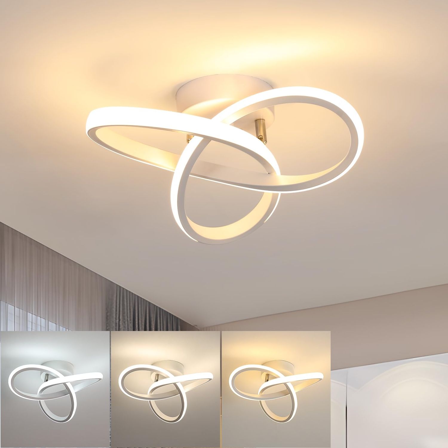 Goeco LED Deckenleuchte, 20W 2200LM Moderne LED Deckenlampe, 3000K/4500K/6500K Weiß Deckenleuchte Innen für Küche Flur, Schaltsteuerung 3000K/4500K/6500K Bild 1