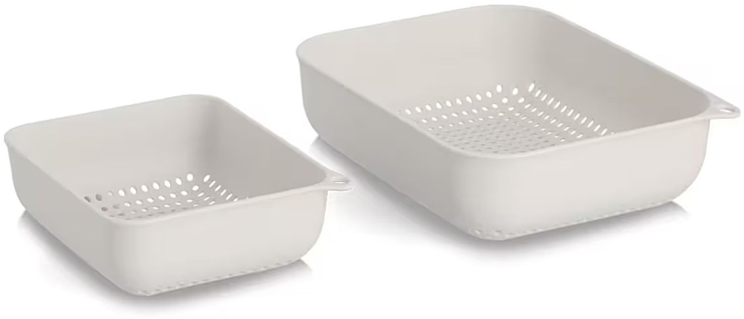 ZELLER 26493 Sieb-Set 2-tlg. aus Kunststoff, creme, ca. 23,8 x 18,7 x 6,7 cm Bild 1