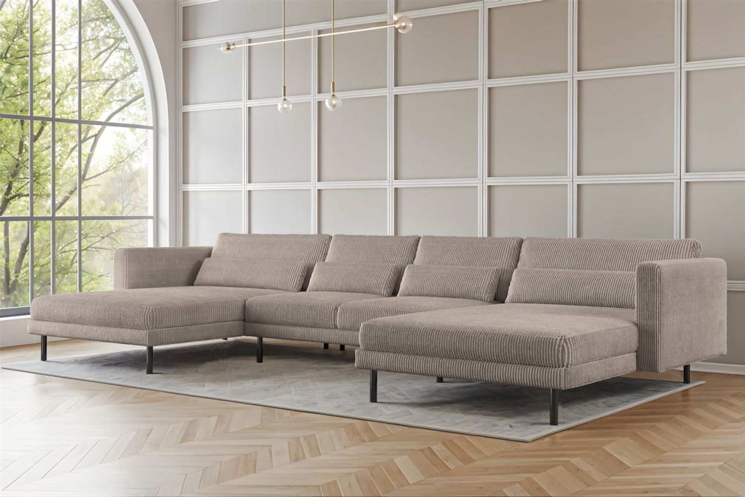 Wohnlandschaft U-Form Sofa AGADA in Stoff Poso Beige Bild 1