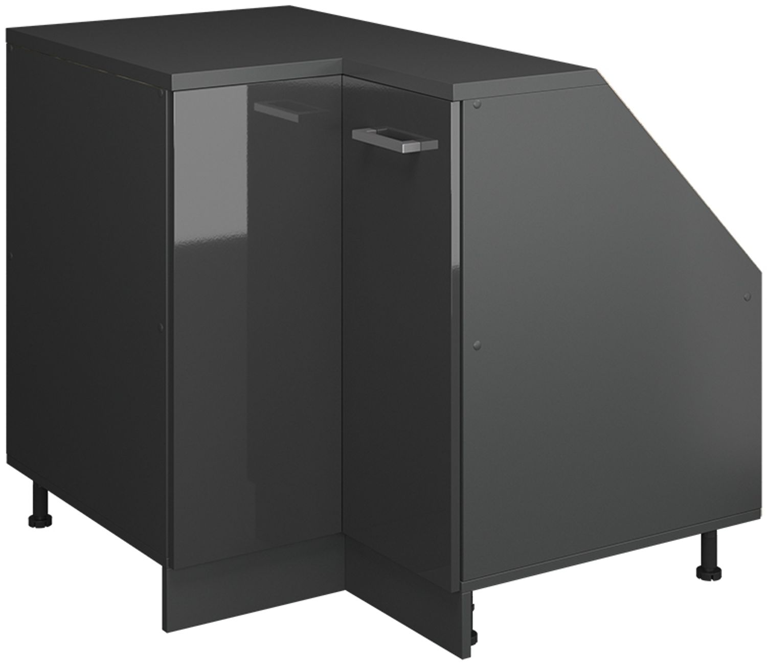 Eck-Küchenschrank für Dachschrägen R-Line Anthrazit Hochglanz 75.6 cm mit 1 Tür, Schrankkorpus 60 cm Tiefe Vicco Bild 1
