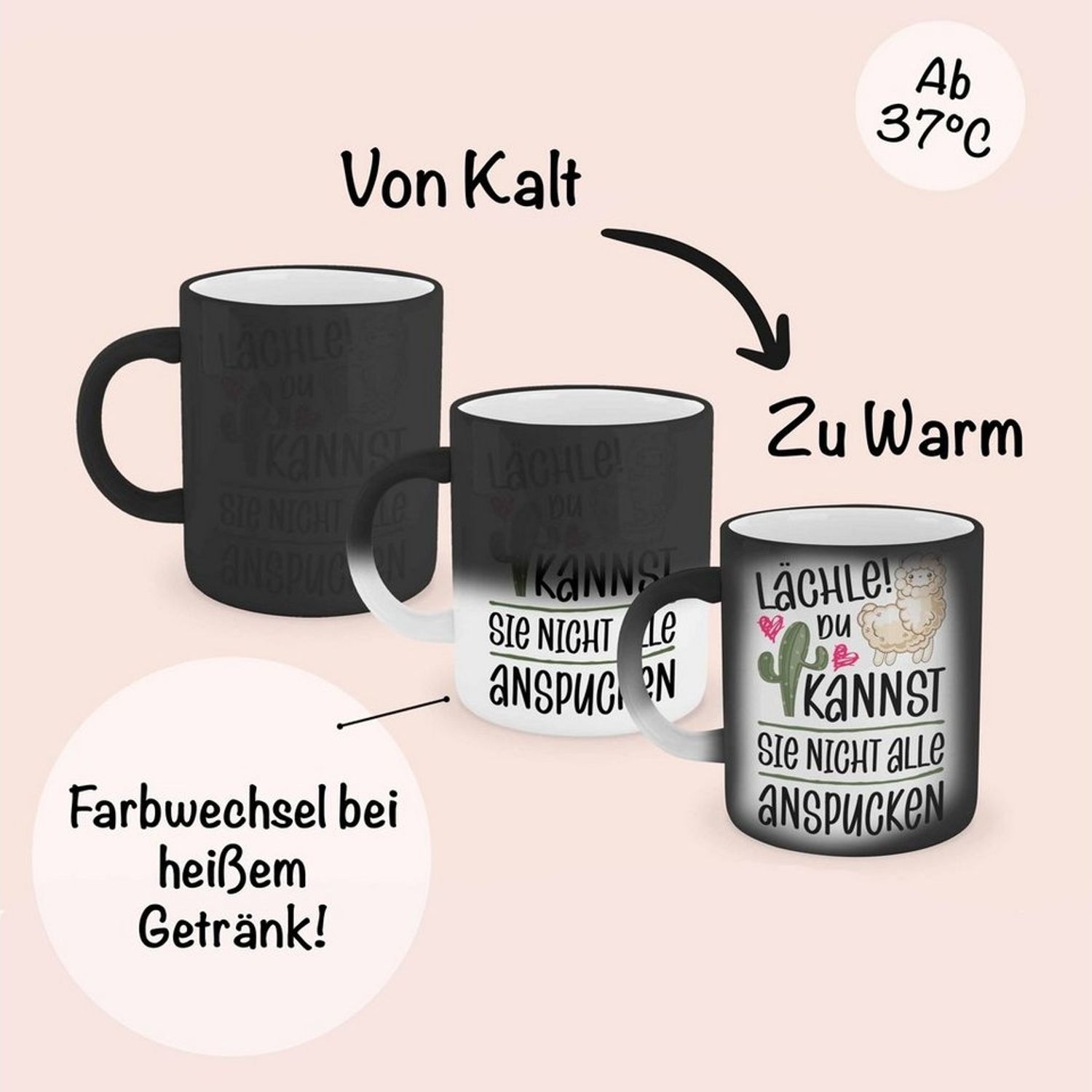 Trendation Tasse Trendation - Lächle Du Kannst Sie Nicht Alle Anspucken Zaubertasse Lla, Farbwechsel Bild 1