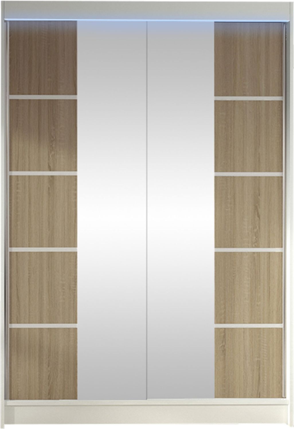 Kleiderschrank Lino V, mit RGB LED Beleuchtung, Farbe: Weiß / Sonoma Eiche Bild 1
