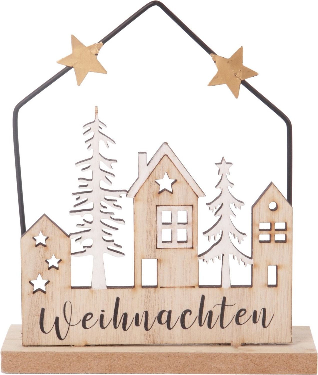 Dekoaufsteller Haus Weihnachten Holz 15 x 13 cm natur Bild 1