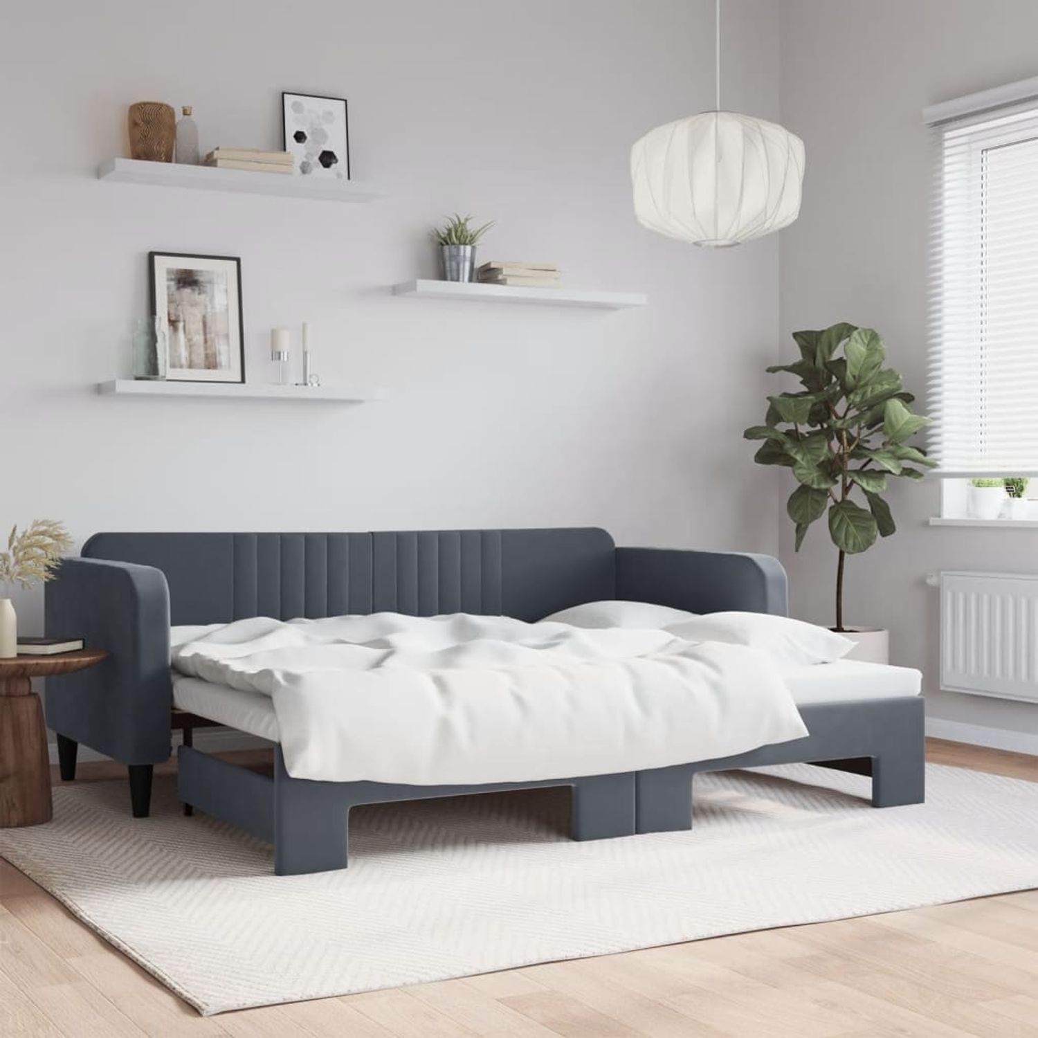 vidaXL Tagesbett Ausziehbar Dunkelgrau 90x200 cm Samt 3197064 Bild 1