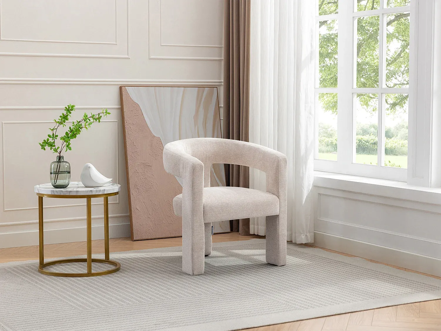 Vente-unique - FAVINA Sessel Stoff Beige - B 59 cm x H 75 cm x L 64 cm Bild 1