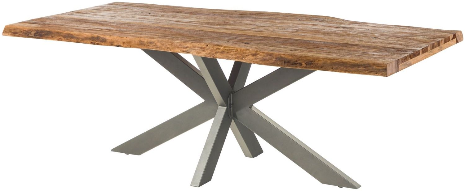 Baumtisch Sheesham 260x100x77 natur sandgestrahlt / Kreuzgestell silber matt FREEFORM 5 Bild 1