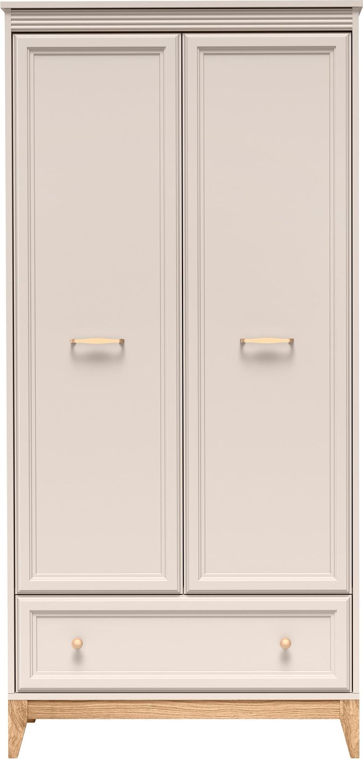 AX LIVING Kleiderschrank Nymphen Cashmere 2 Türen Schublade MDF Eiche Beine Bild 1