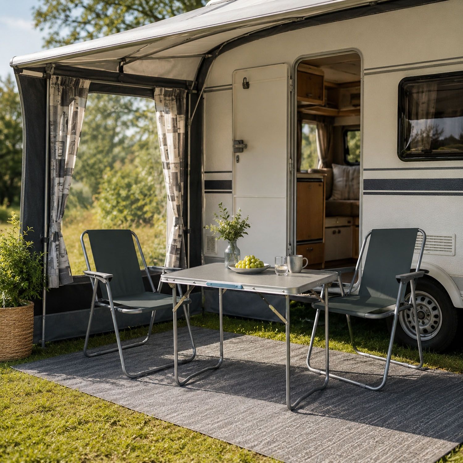 3tlg Campingmöbel Set Outdoormöbel Camping Alu L70xB50xH59cm Anthrazit Bild 1
