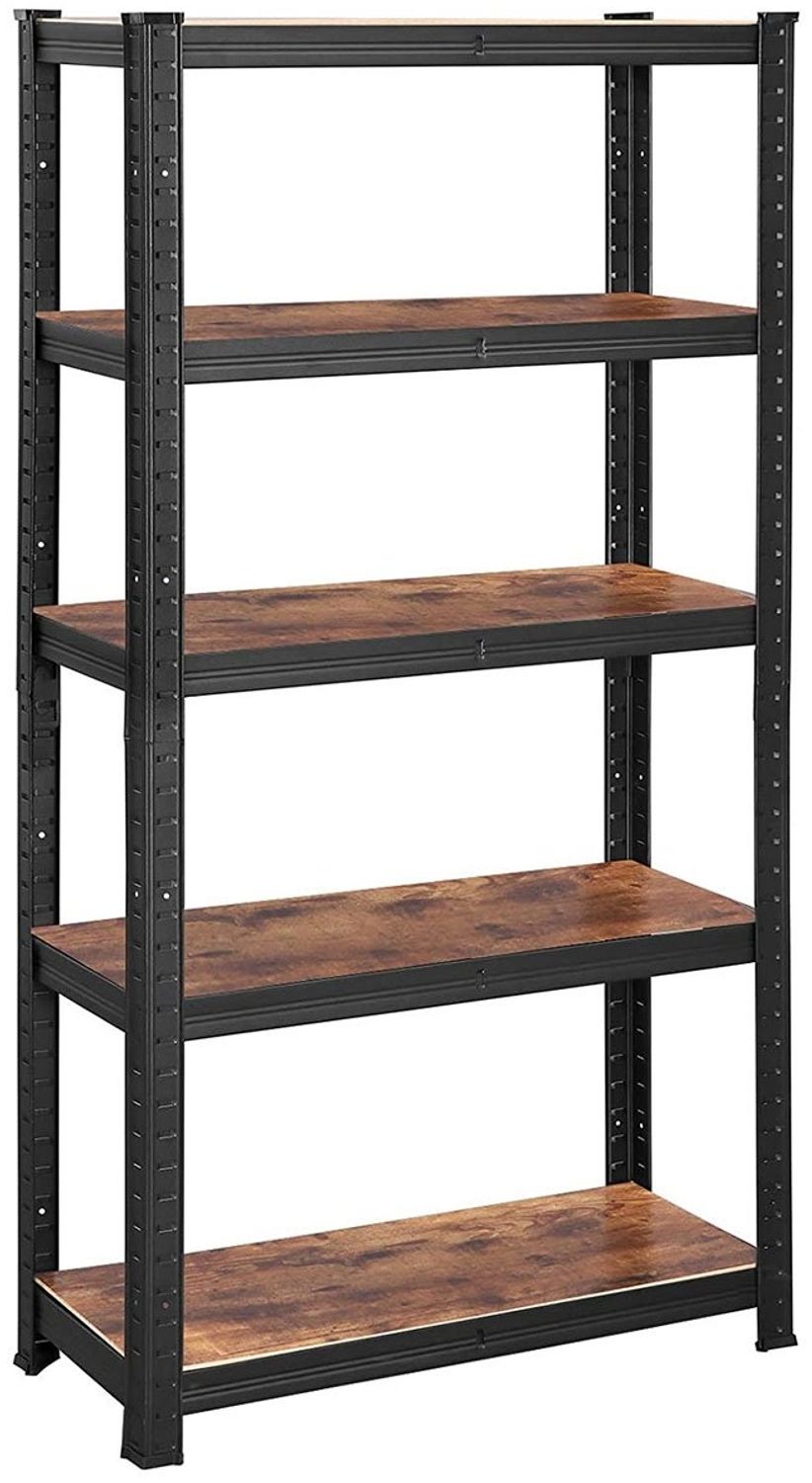 Songmics Standregal, 2er Set, Bücherregal, Lagerregal, 5 Ablagen, Küchenregal, Regal, 30 x 75 x 150 cm, bis 650 kg belastbar, verstellbare Ablagen, Industrie-Design, vintagebraun-schwarz GLR030B02 Bild 1