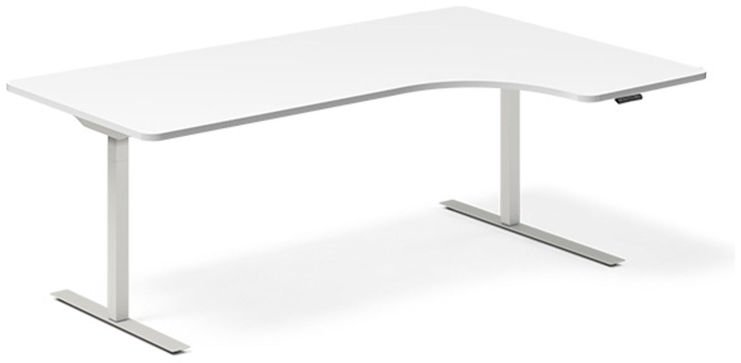 Höhenverstellbarer Tisch DNA weiß 1800x1200 mm rechts 2-Bein/Alu-grau Bild 1