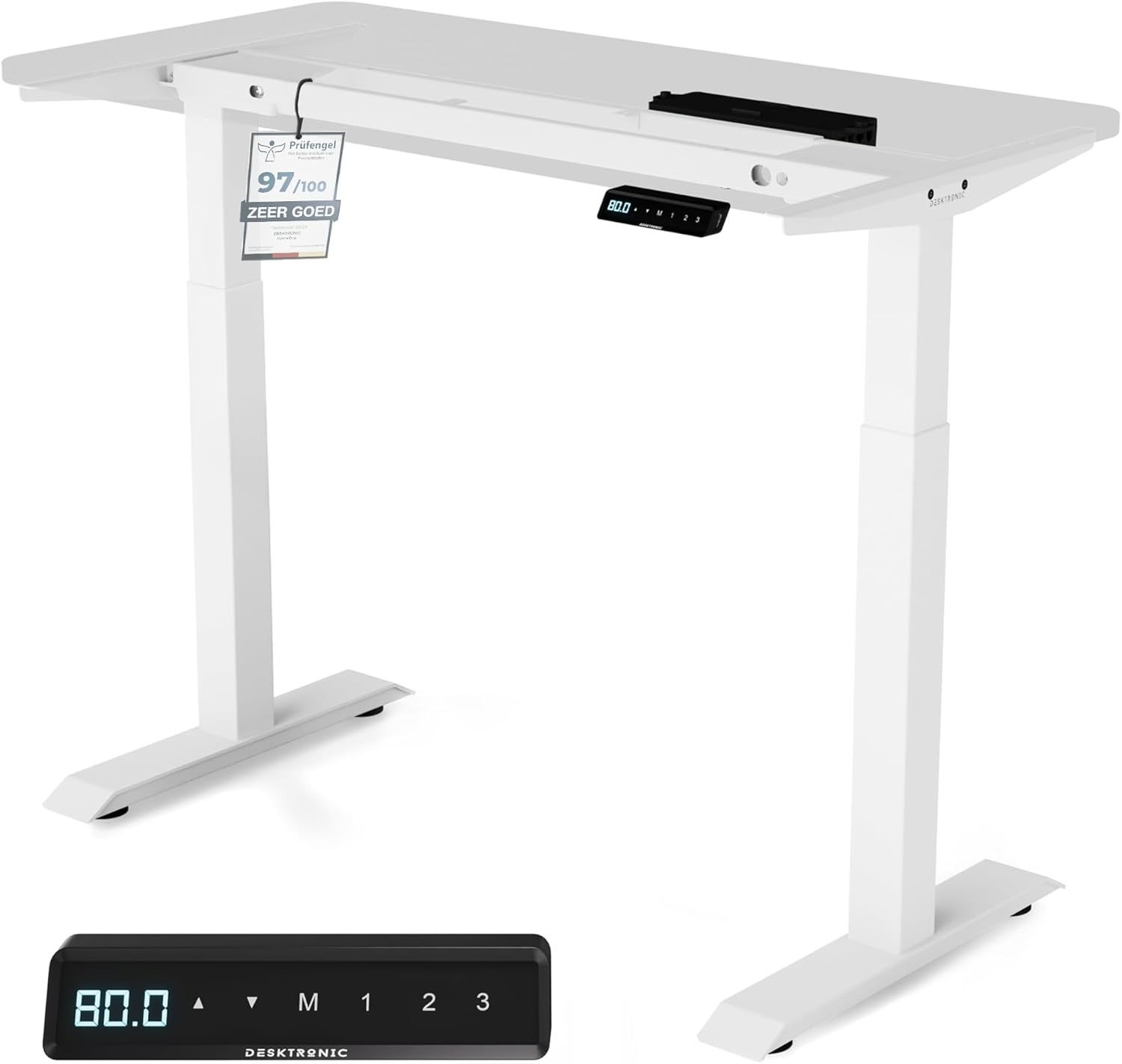 Desktronic Elektrisch Höhenverstellbarer Schreibtischgestell HomeOne , Weiß, mit Memory-Funktion, Anti-Kollisions Technologie, USB-A und USB-C-Ladeanschlüssen Bild 1