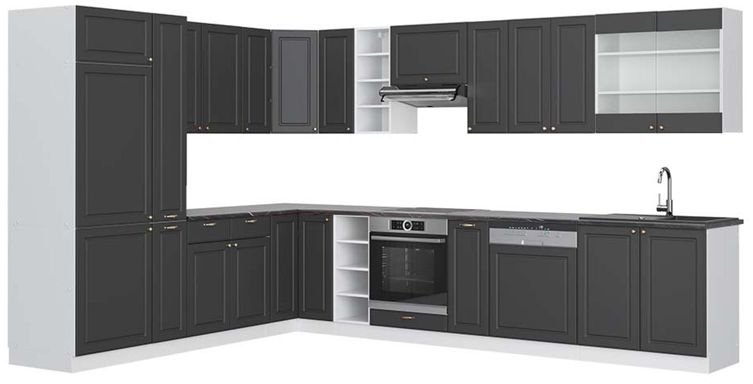 Eckküche Fame-Line Anthrazit-Gold/Weiß 347 x 257 cm, AP Anthrazit Vicco Bild 1