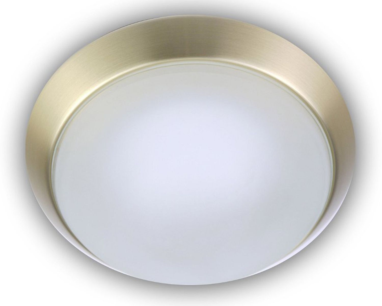 Deckenleuchte, Glas Weiß mit Klarrand, Dekorring Messing matt, Ø 25cm Bild 1