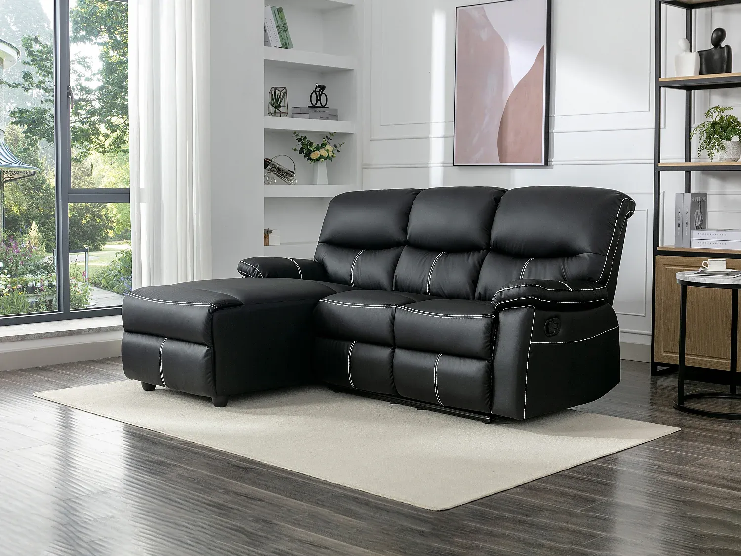 Vente-unique - CANBY Sofa Kunstleder Schwarz - B 151 cm x H 98 cm x L 189 cm Bild 1