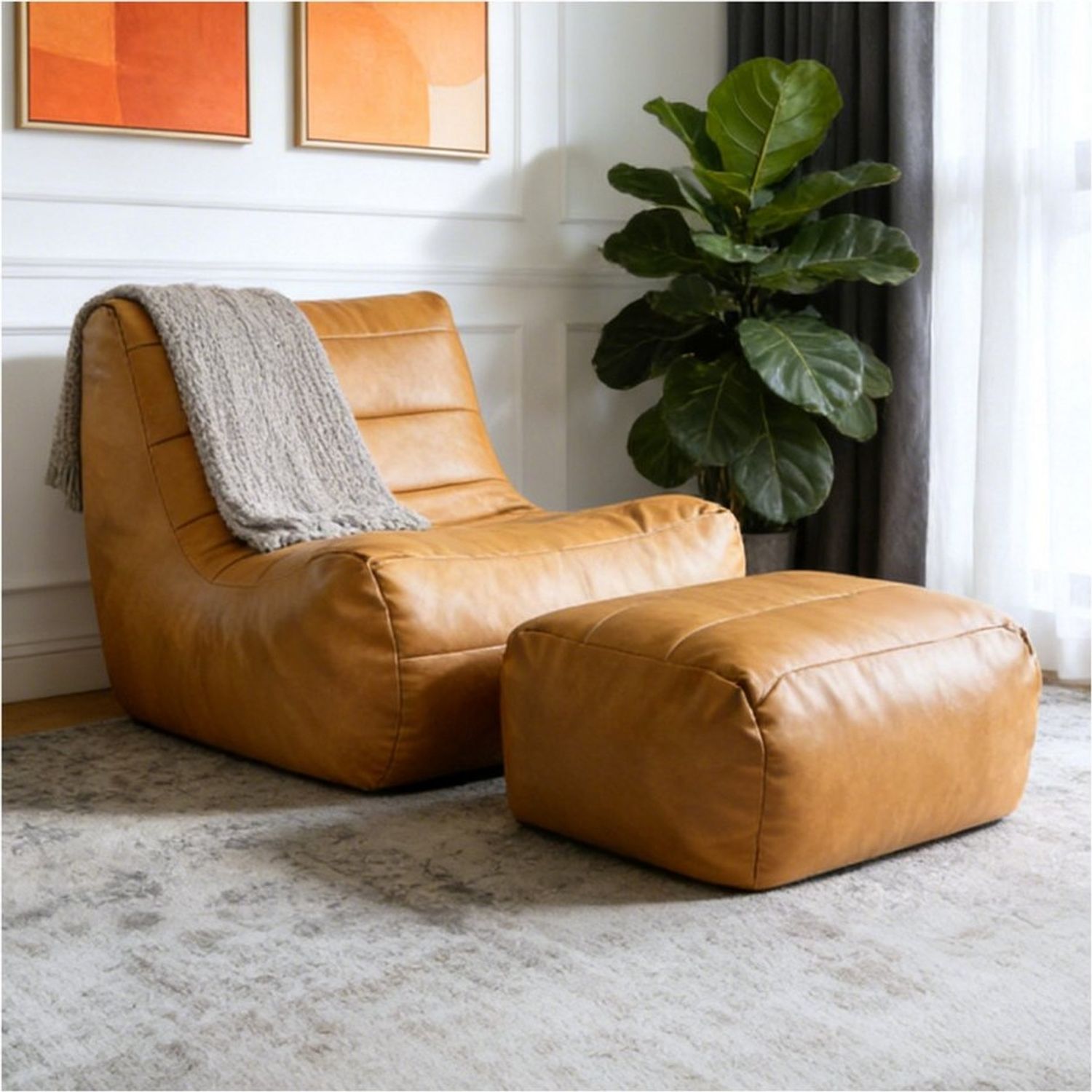 Odikalo Sitzsack Sofas wohnzimmer Loungesofa mit schlaffunktion & Fußbank (Ergonomic Single-Seater Lounge Sofa with Coordinated Ottoman for Compact Living Spaces and Modern Home Decor) Bild 1