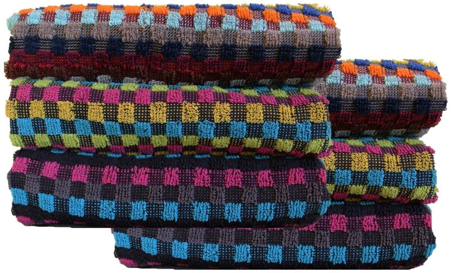 KH-Haushaltshandel Handtuch Frottier Grubentuch, 50x90 cm, Multicolor kariert, Handtuch, Baumwolle, Frottier (6-St), 6er Packung, robustes Zwirn Frottee Bild 1