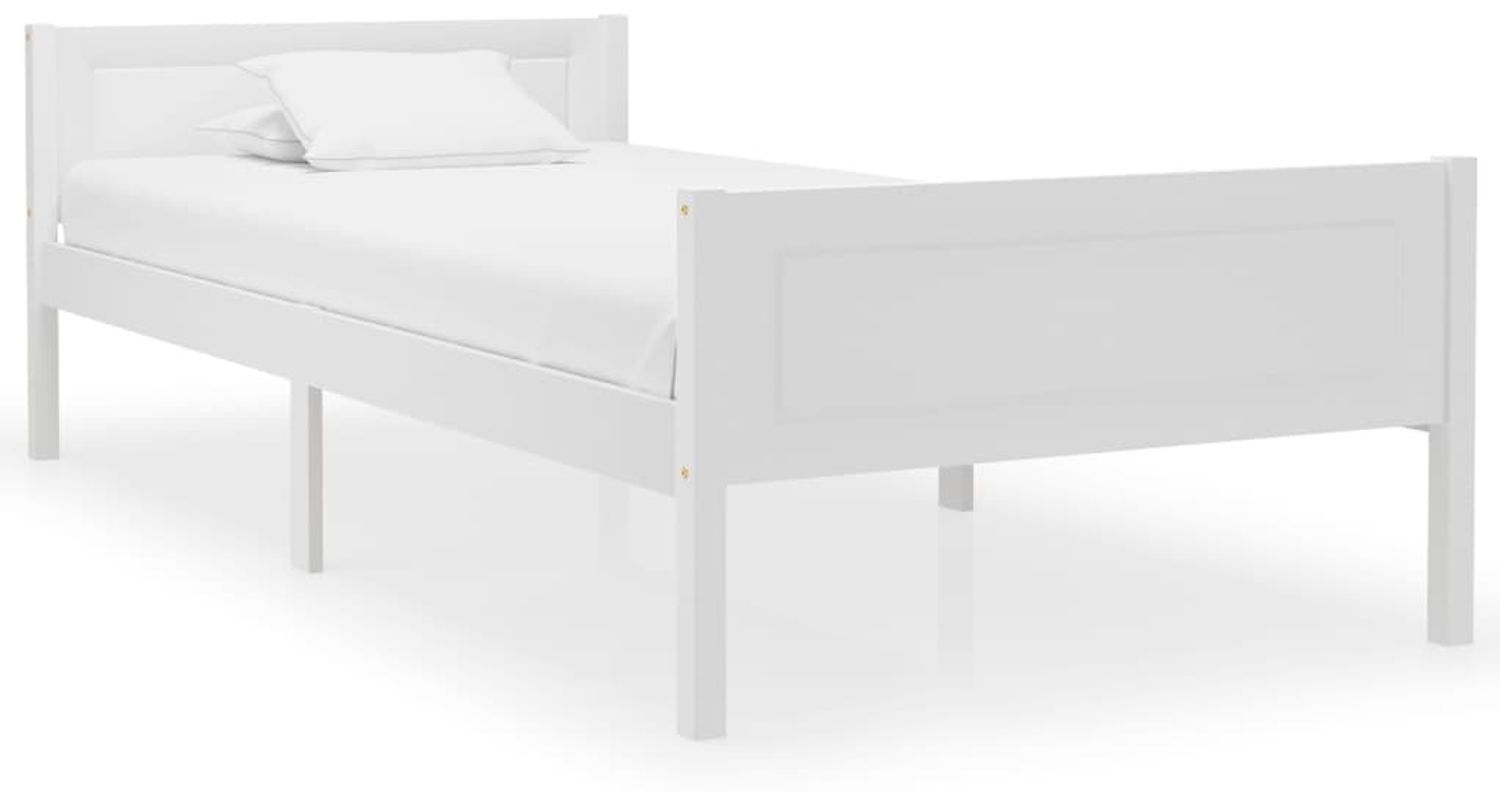 vidaXL Massivholzbett Kiefer Weiß 100x200 cm 322104 Bild 1