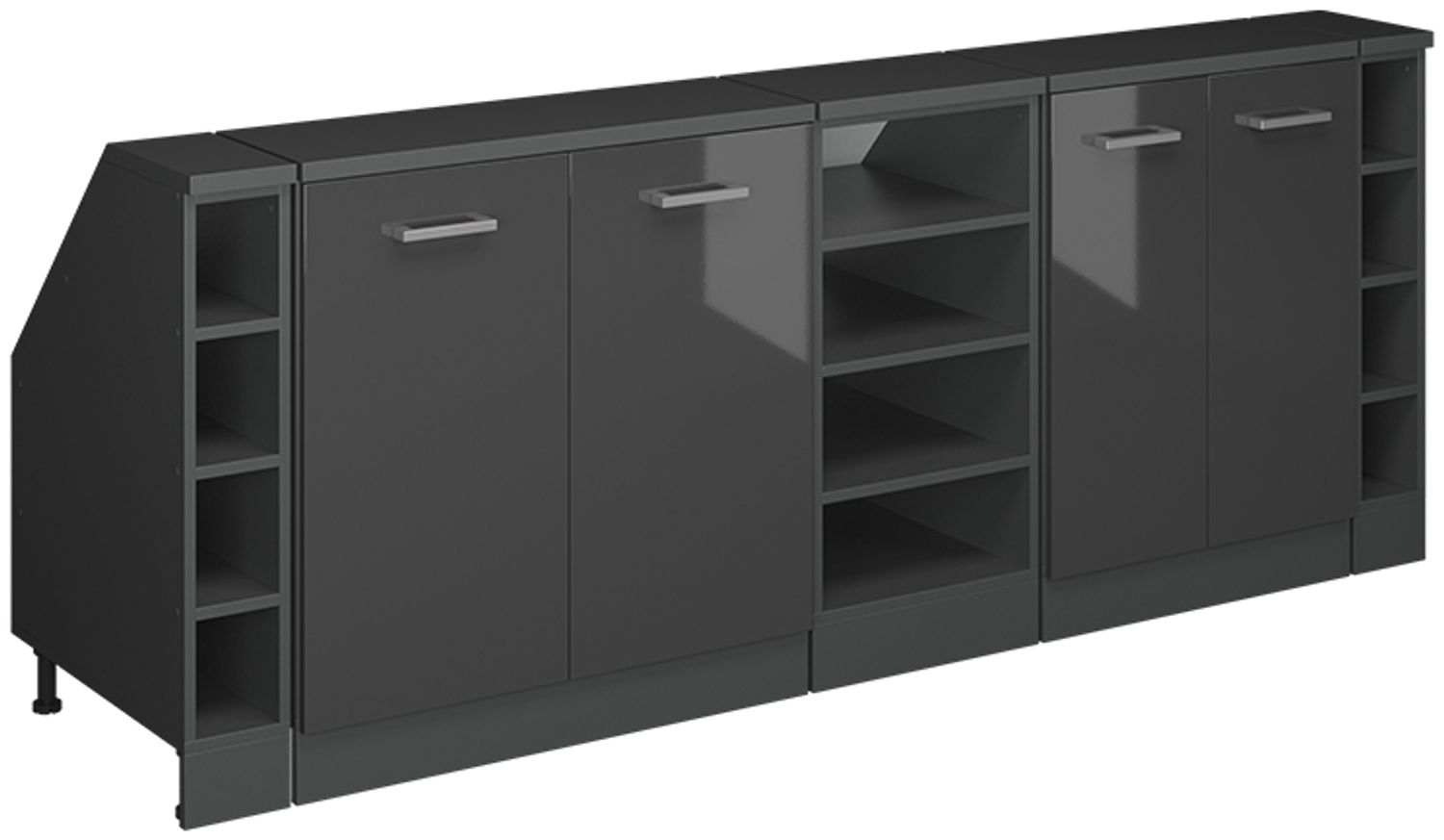 Dachschrägenschrank-Set Rion Anthrazit Hochglanz 210 cm 5er Set Schrankkorpuss 60 cm Tiefe Vicco Bild 1