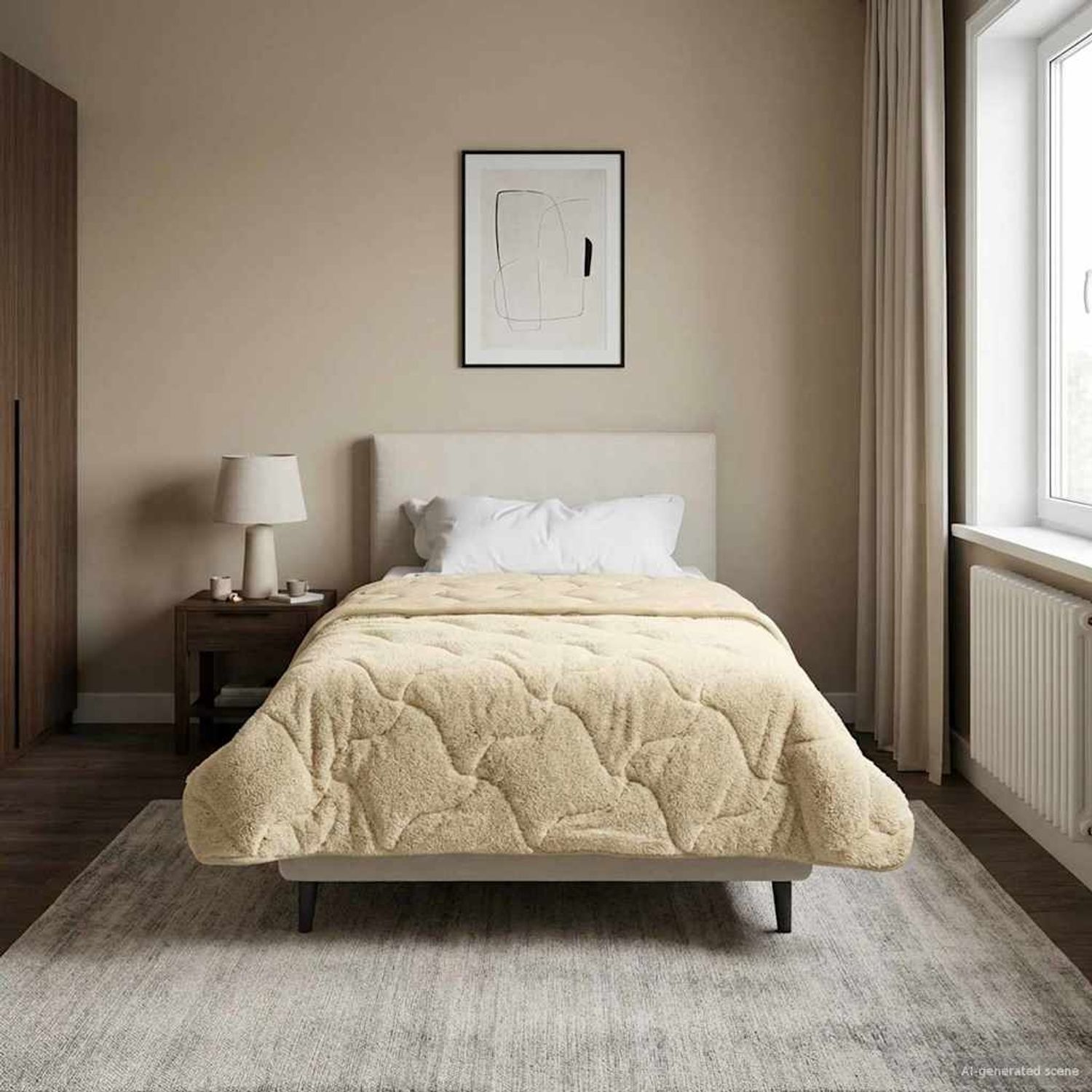 vidaXL Ganzjahresbettdecke Gepolstert Creme 155 x 200 cm 42026291 Bild 1