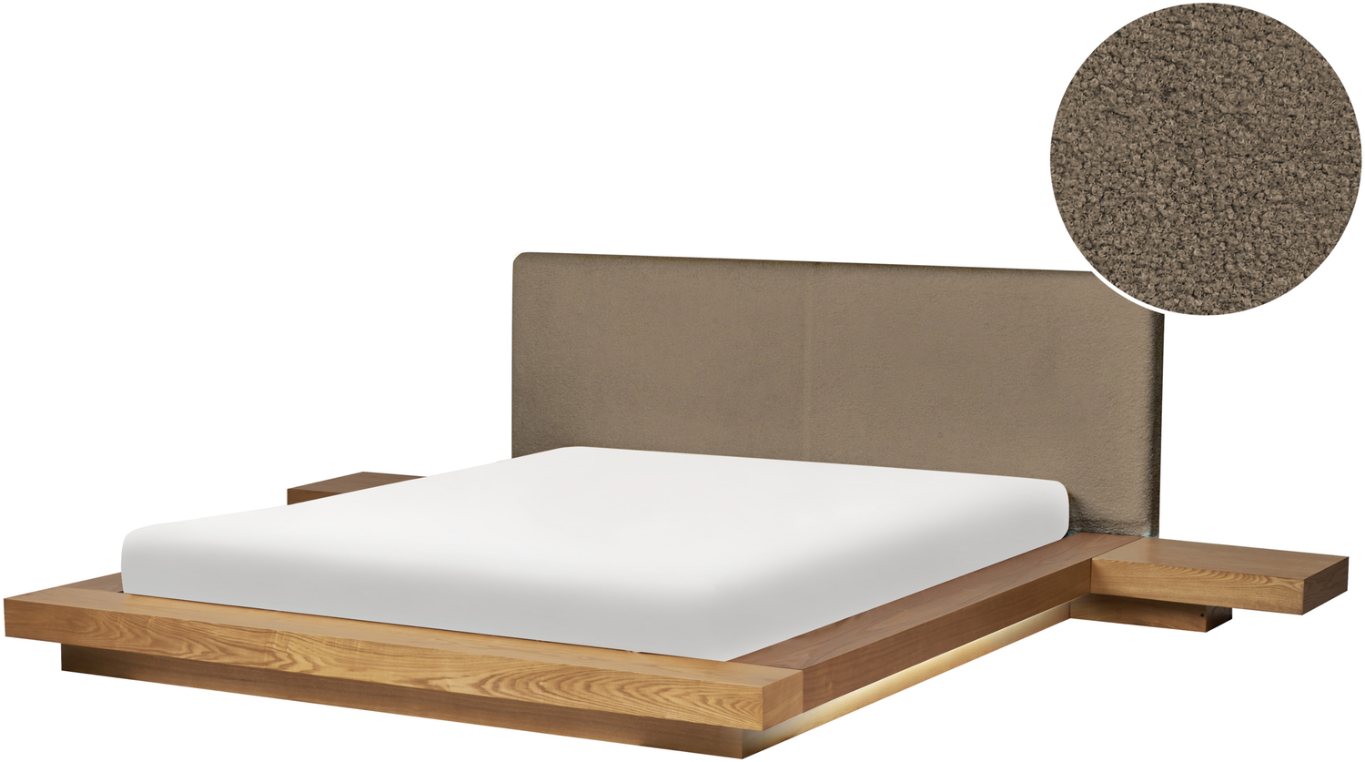 Bett mit LED Bouclé ZEN 160x200 cm Naturfarbene Esche Bild 1