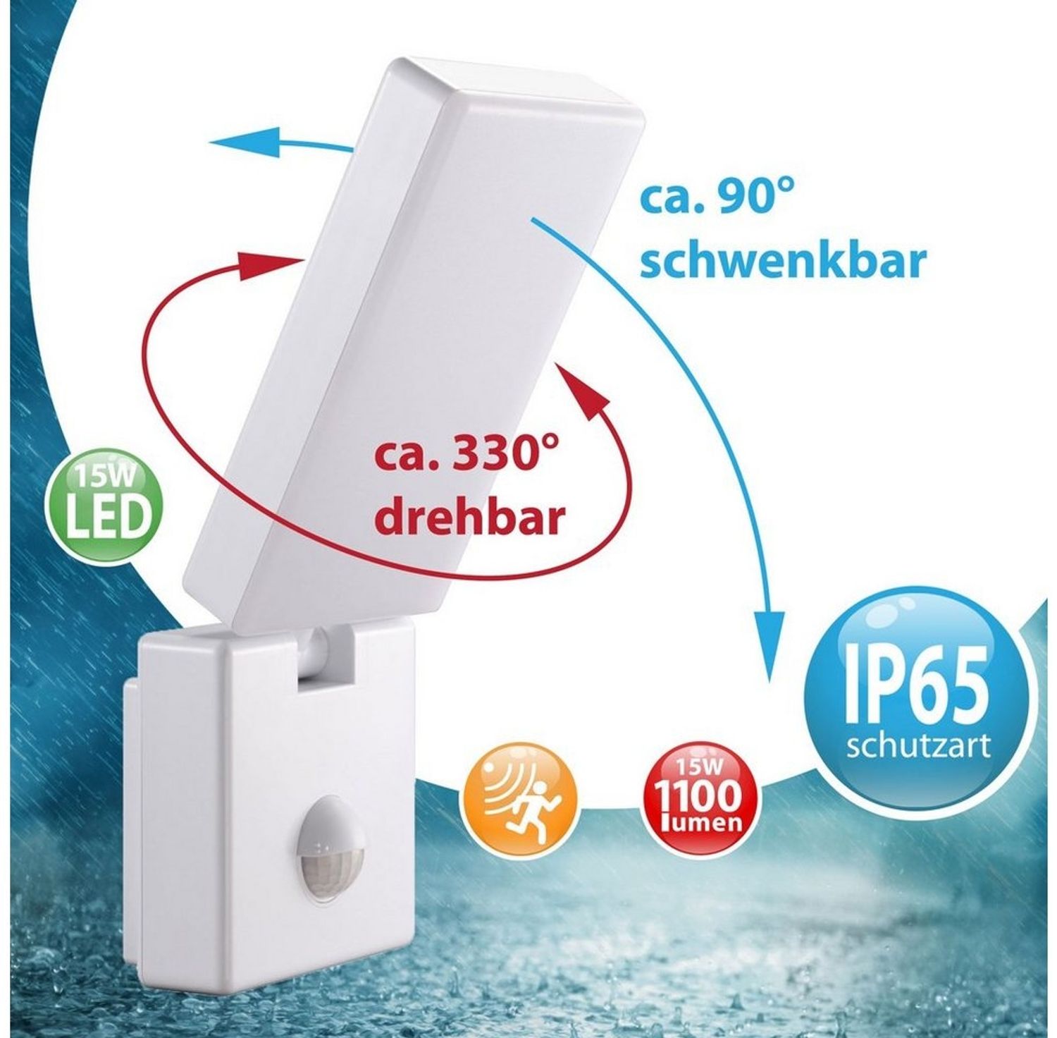 Maxkomfort Wandleuchte AGATE, LED fest integriert, Tageslichtweiß, Neutralweiß, 4000K, Außenwandleuchte Bild 1