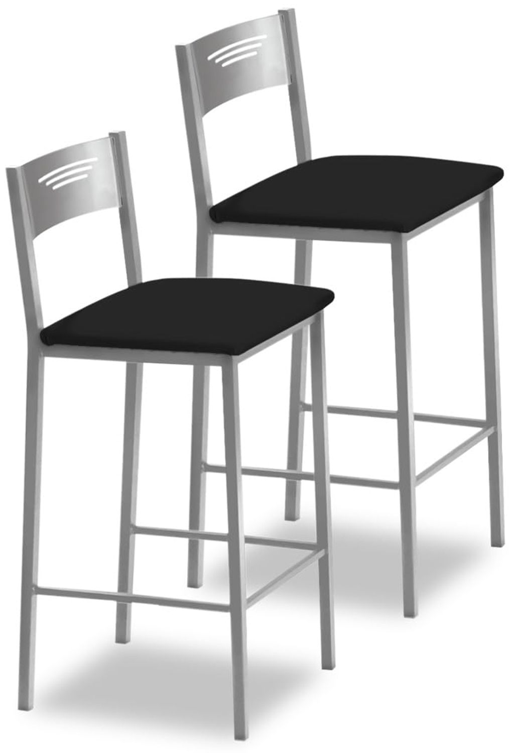ASTIMESA Zwei hohe Küchenhocker, 60 cm, Kunstleder, Schwarz, TAB60NE Bild 1