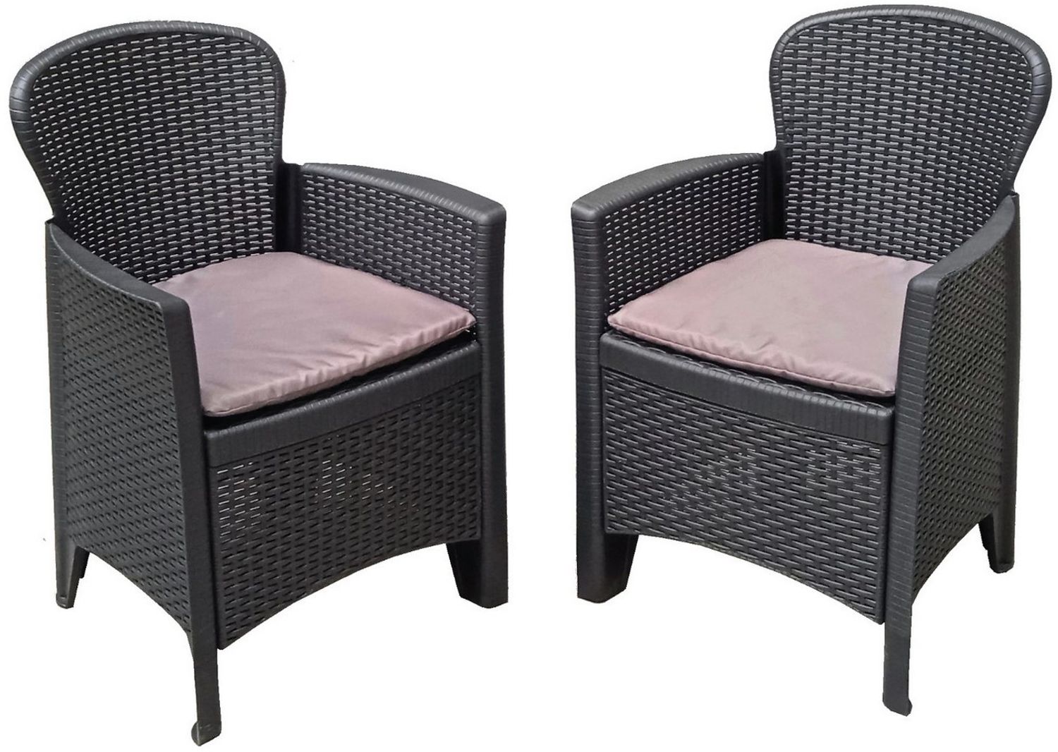Progarden Gartensessel Gartenstuhl Kunststoff Kissen 2 Tlg. Set (2-St), 2er Set, Rattan-Optik, Gartenstuhl, Kunststoff Bild 1