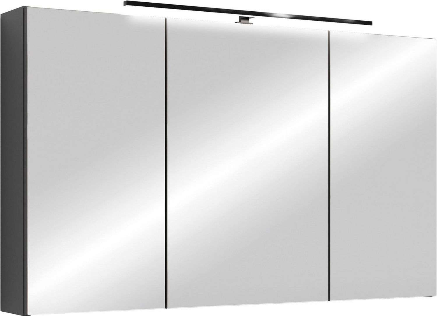 byLIVING Spiegelschrank Spree/Korpus matt mit Spiegeltüren/Hängeschrank mit Soft-Close-Funktion/Inklusive LED-Beleuchtung/Badschrank mit Stecker- und Schalterdose/B 100, H 60, T 20 cm (Anthrazit) Bild 1