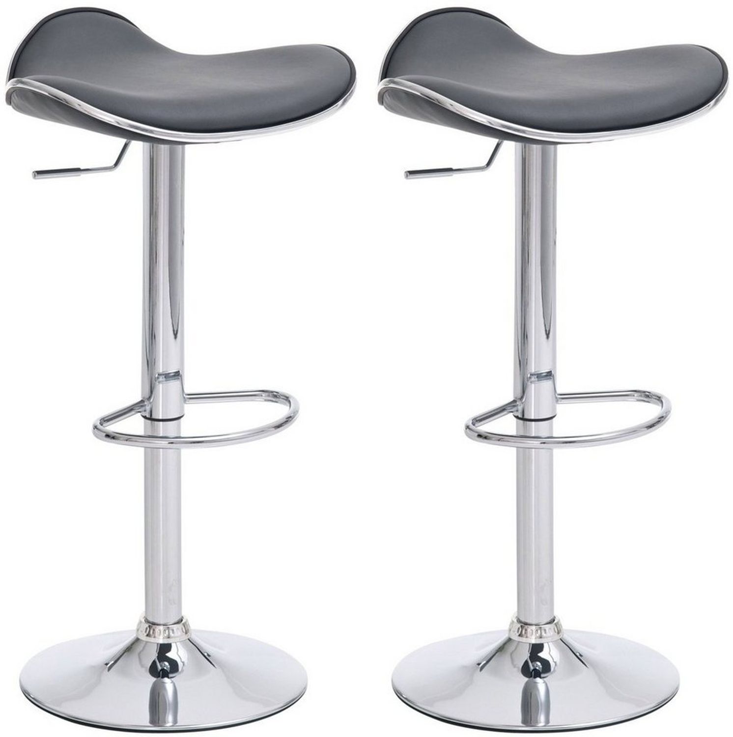 TPFLiving Barhocker Shangrila (Set, 2 St, Barstuhl höhenverstellbar - Hocker für Theke & Küche - Tresenhocker), 360° drehbar - chromfarbener Stahl - Sitzfläche: Kunstleder Grau Bild 1
