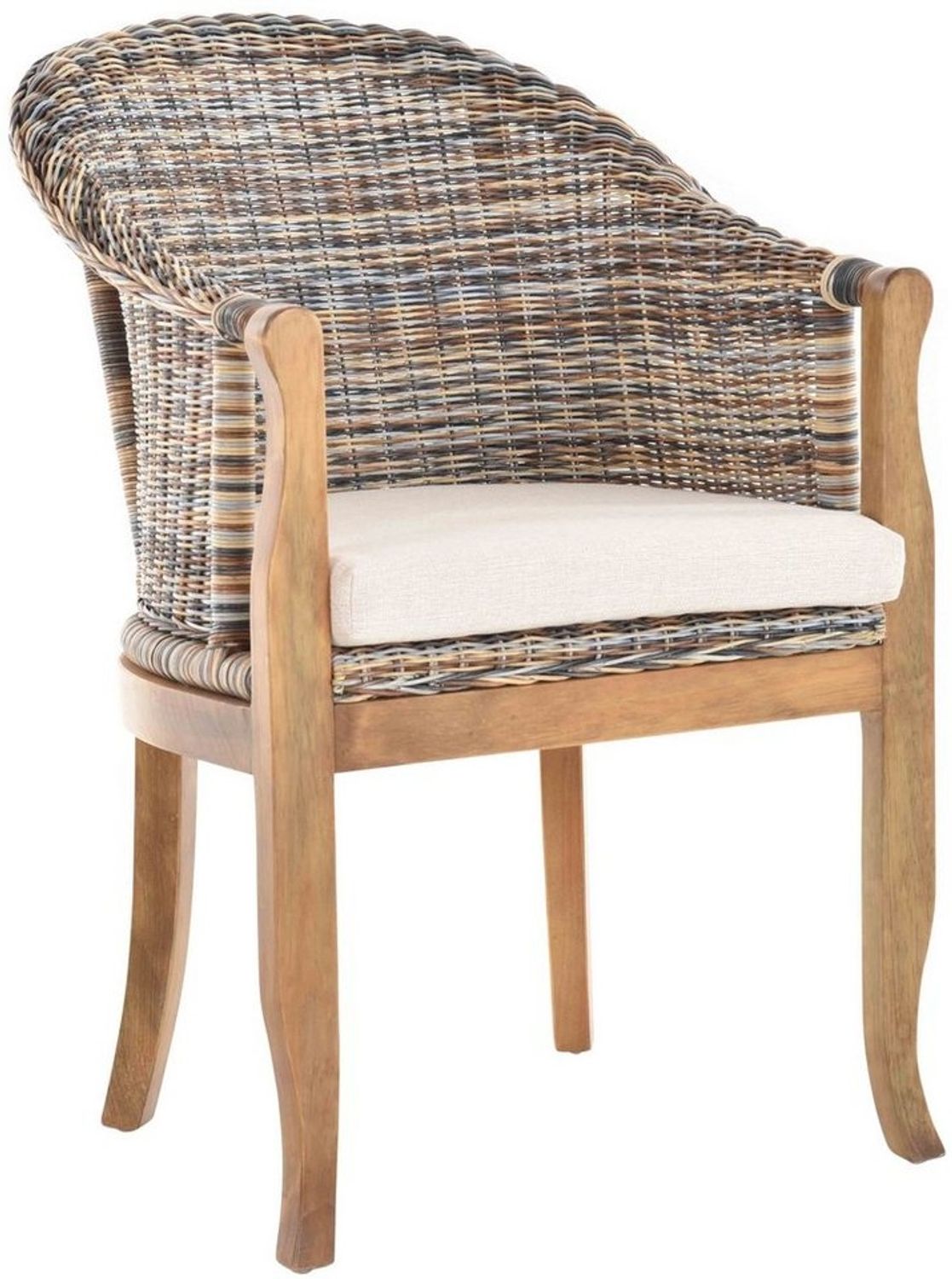 Krines Home Relaxsessel Rattan-Sessel mit Holzbeinen, Sessel aus echtem Rattan- mit Polster, Rattanstuhl Bild 1