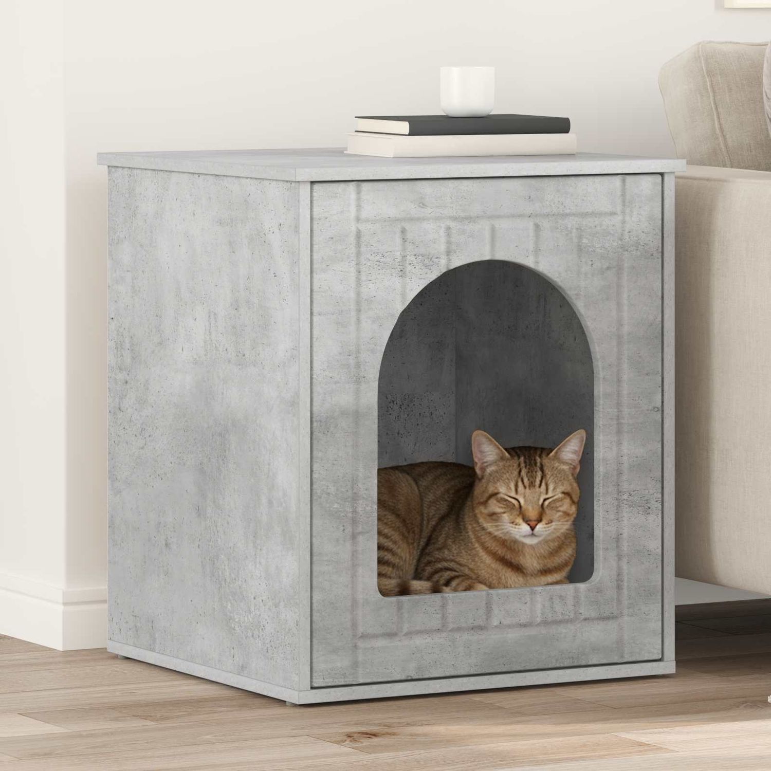vidaXL Katzenhaus Beton 53 x 52 x 62 cm Holzwerkstoff 8000710 Bild 1