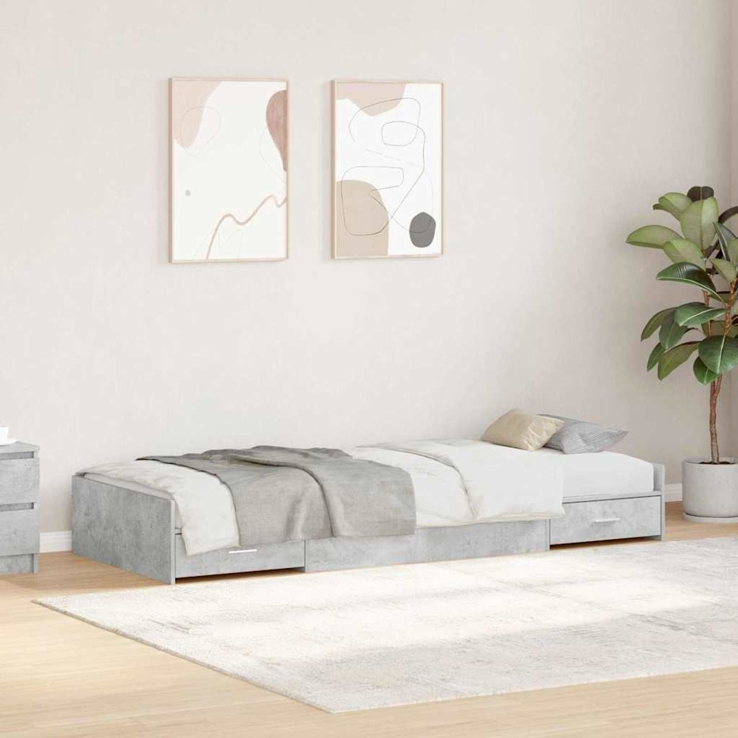 vidaXL Bettrahmen mit Kopfteil Beton Grau 98,5 x 200 cm Holzwerkstoff 3335224 Bild 1