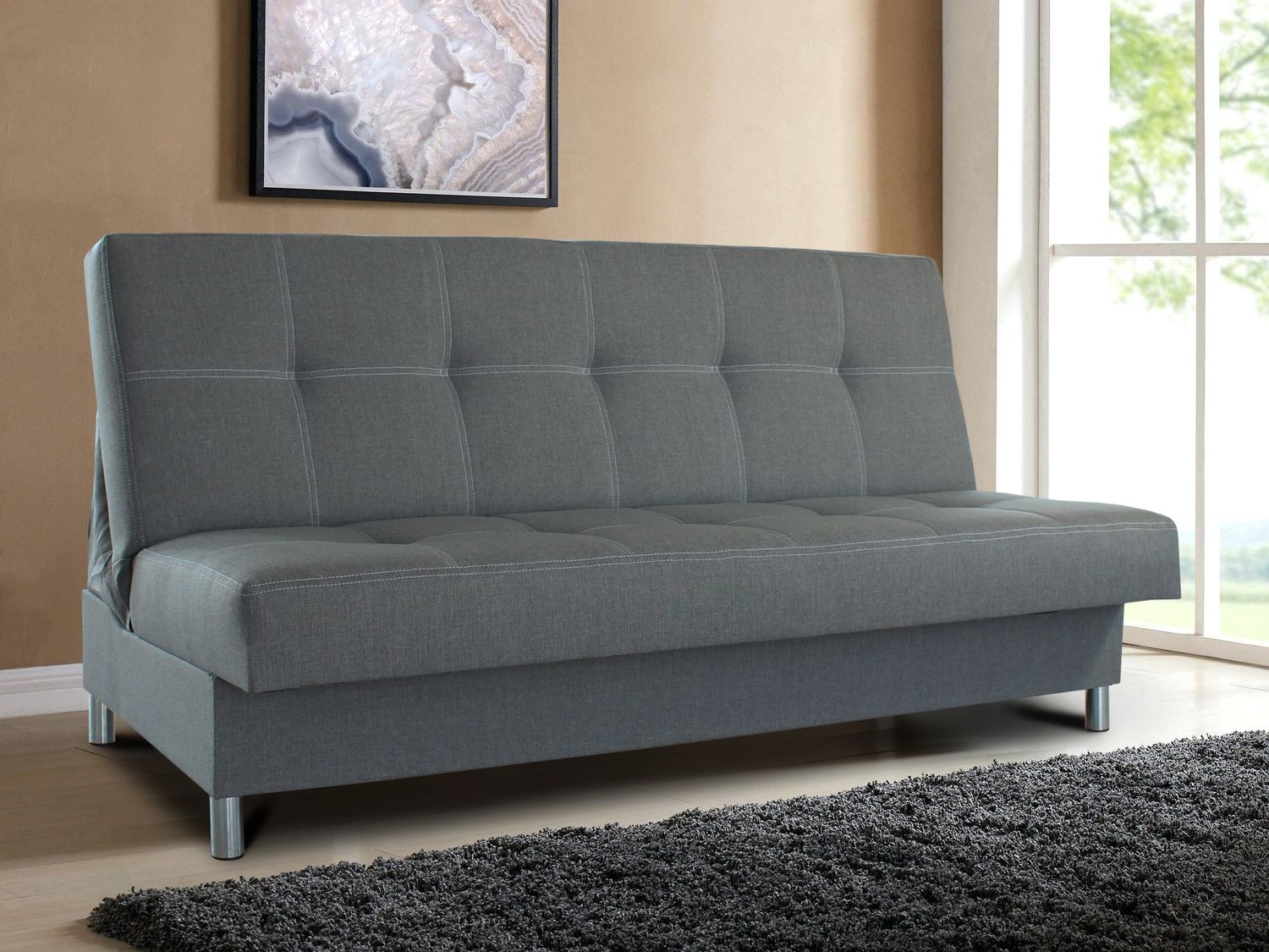 Schlafsofa Bella mit Schlaffunktion - 3 Sitzer Sofa, Couch mit Bettkasten, Bettsofa, Schlafsofa, Polstersofa (Dunkelgrau (Inari 94)) Bild 1