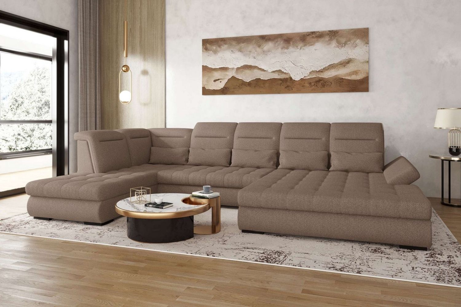 99rooms Toscana Wohnlandschaft Velours VOGUE Antilope Rechts Bild 1