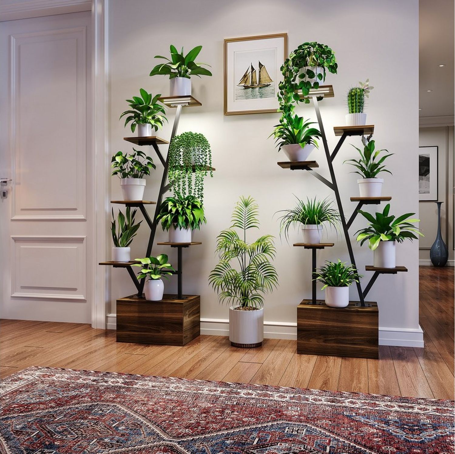 FUROKOY Blumenständer Pflanzenständer Pflanzenregal Blumenregal Outdoor Indoor, 6 Etagen, 2-teiliges Set, für Balkon Deko Garten Wohnzimmer Bild 1