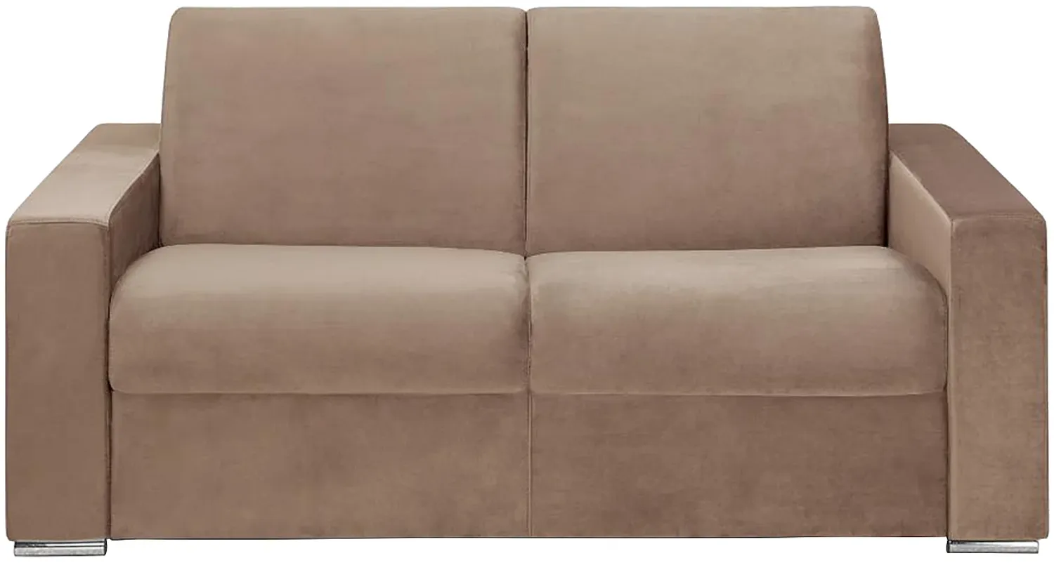 Schlafsofa 2-Sitzer Samt CALITO - Beige - Liegefläche: 120 cm - Matratzenhöhe: 14 cm Bild 1