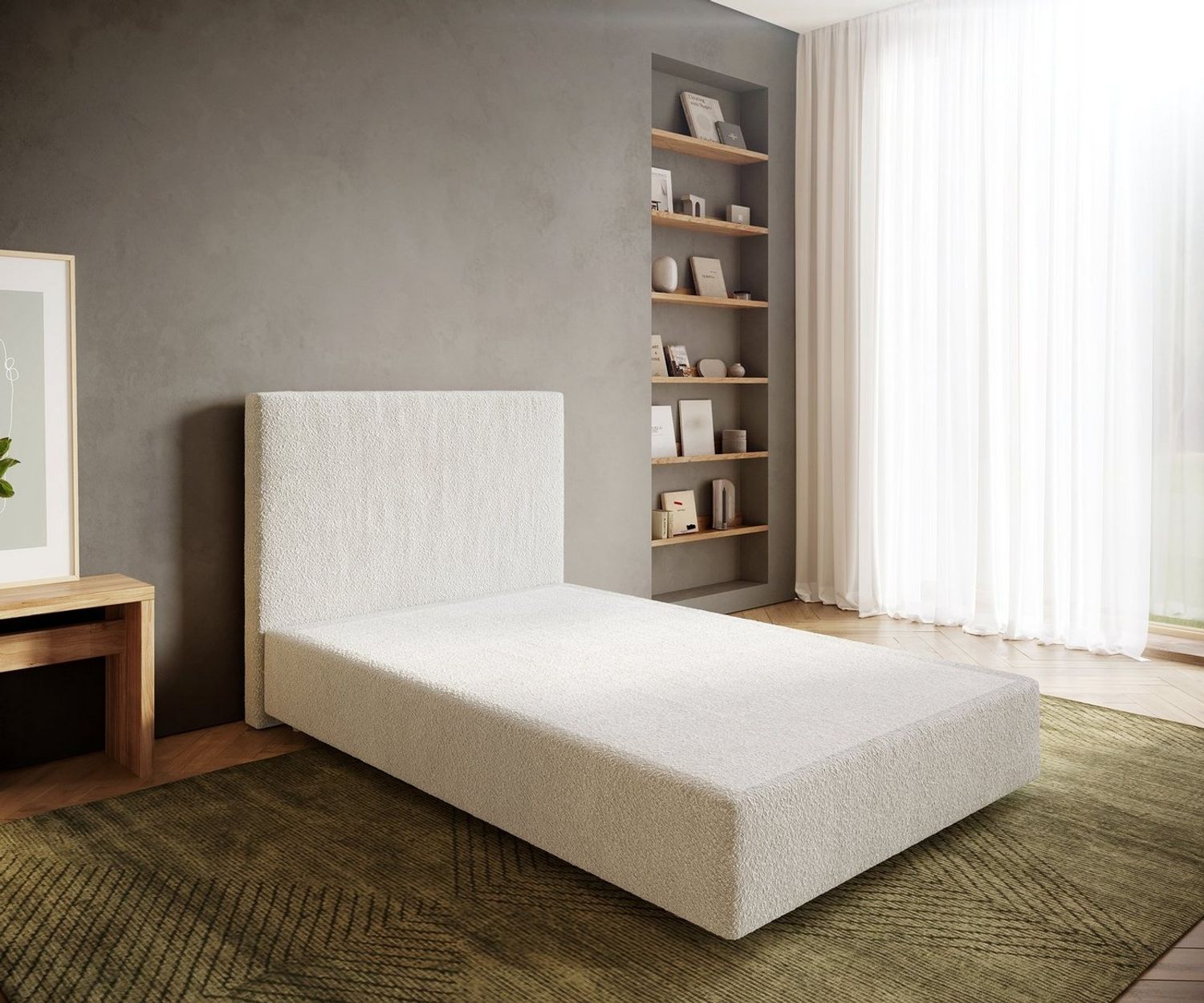 Boxspringgestell Dream-Well 120x200 cm Bouclé Creme-Weiß Bild 1