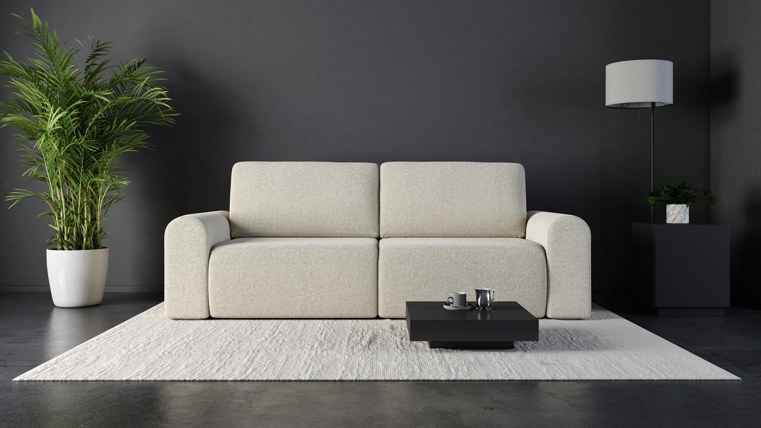 AX LIVING Modern Schlafsofa Otterton 250 cm Beige Creme mit Bettkasten Bild 1