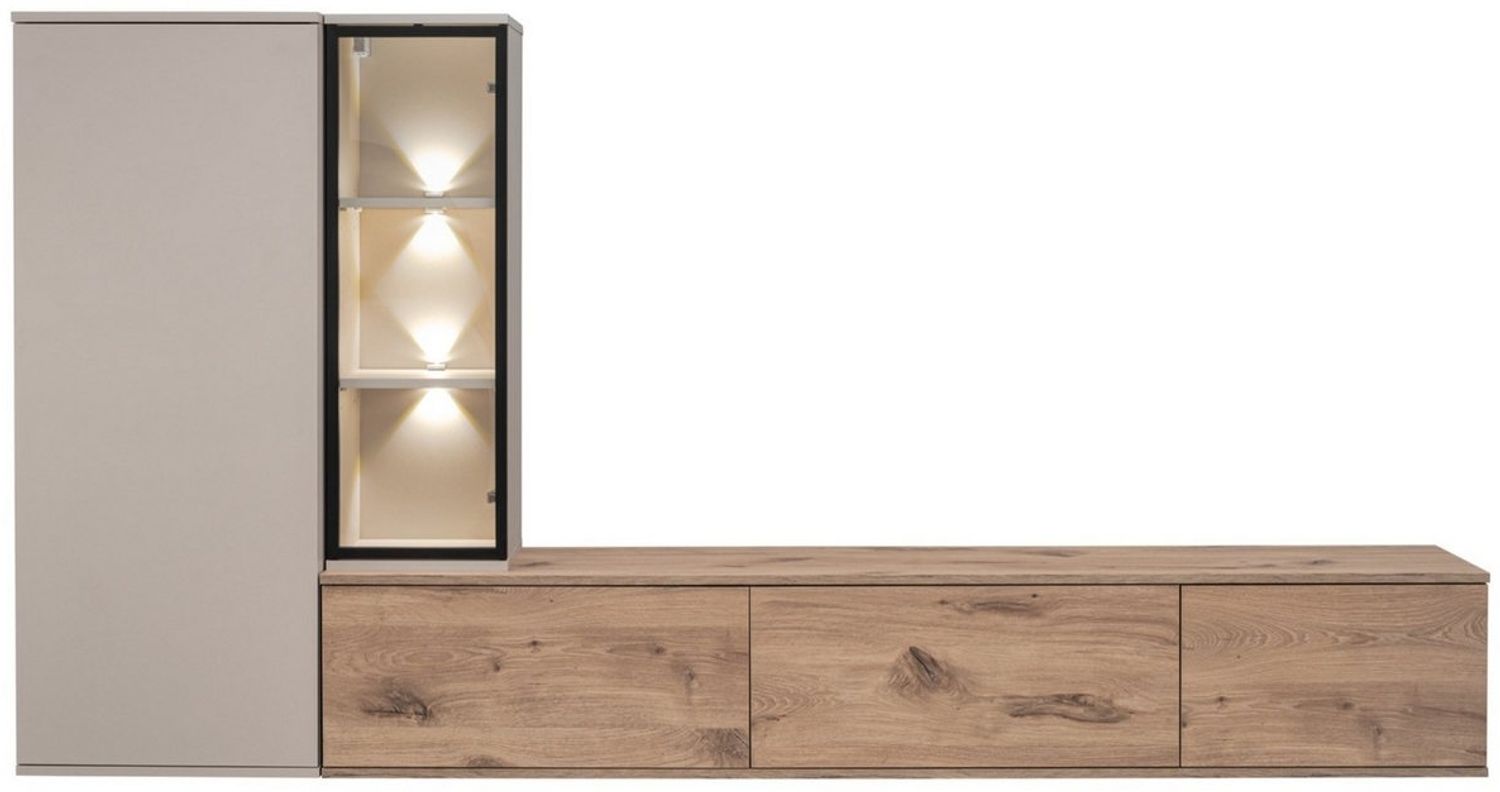 ASM-Moebel Wohnwand Anbauwand Wohnwand CLARE mit Push-Click und Led Beleuchtung, Mit Led Beleuchtung und Push-Click System. Bild 1