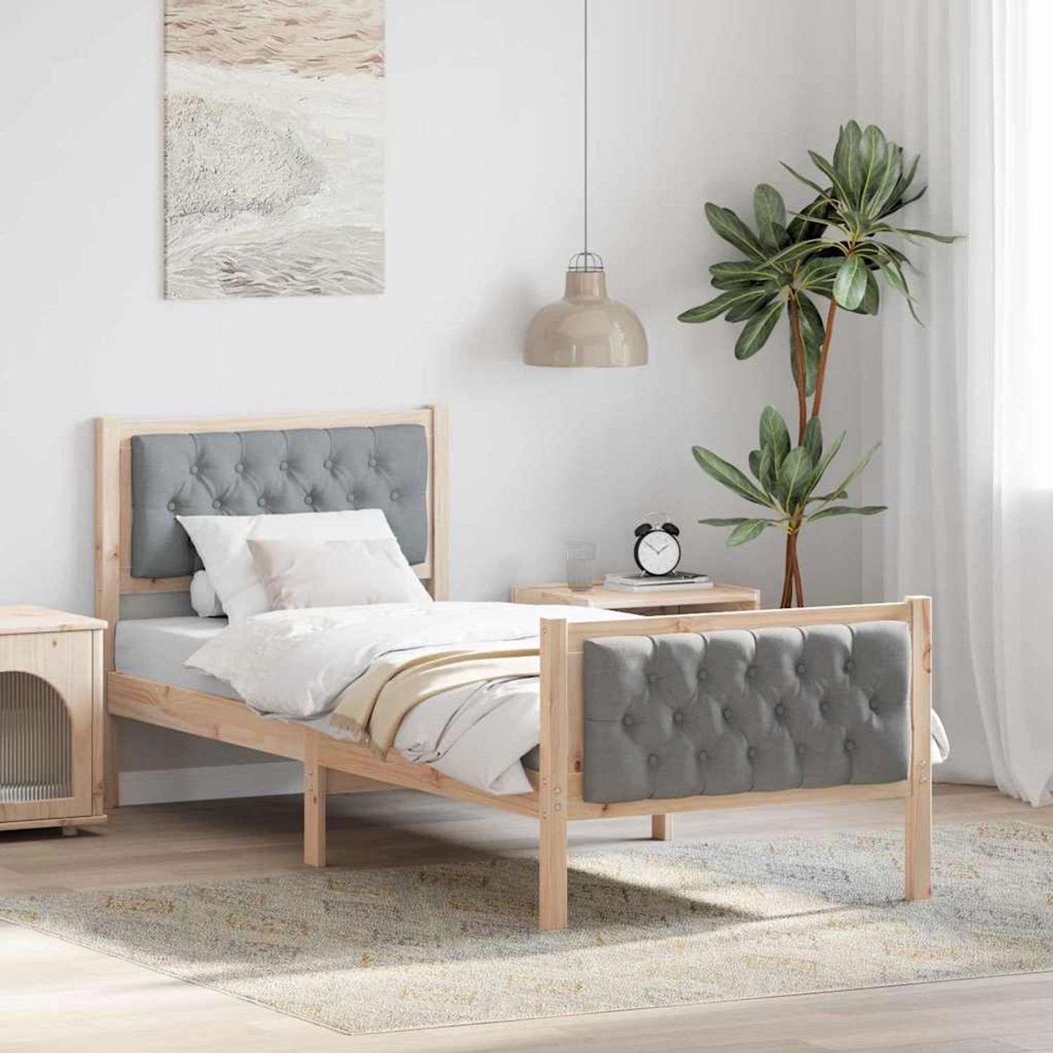 vidaXL Bettrahmen Hellgrau 80 x 200 cm Massives Kiefernholz 878429 Bild 1