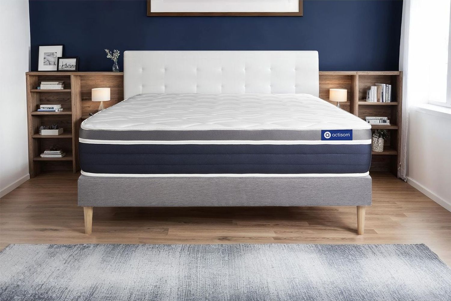 Actiflex confort matratze 140x200 cm + Bettgestell mit lattenrost - Dicke : 26cm - Taschenfederkern und Memory-schaum - H3 Bild 1