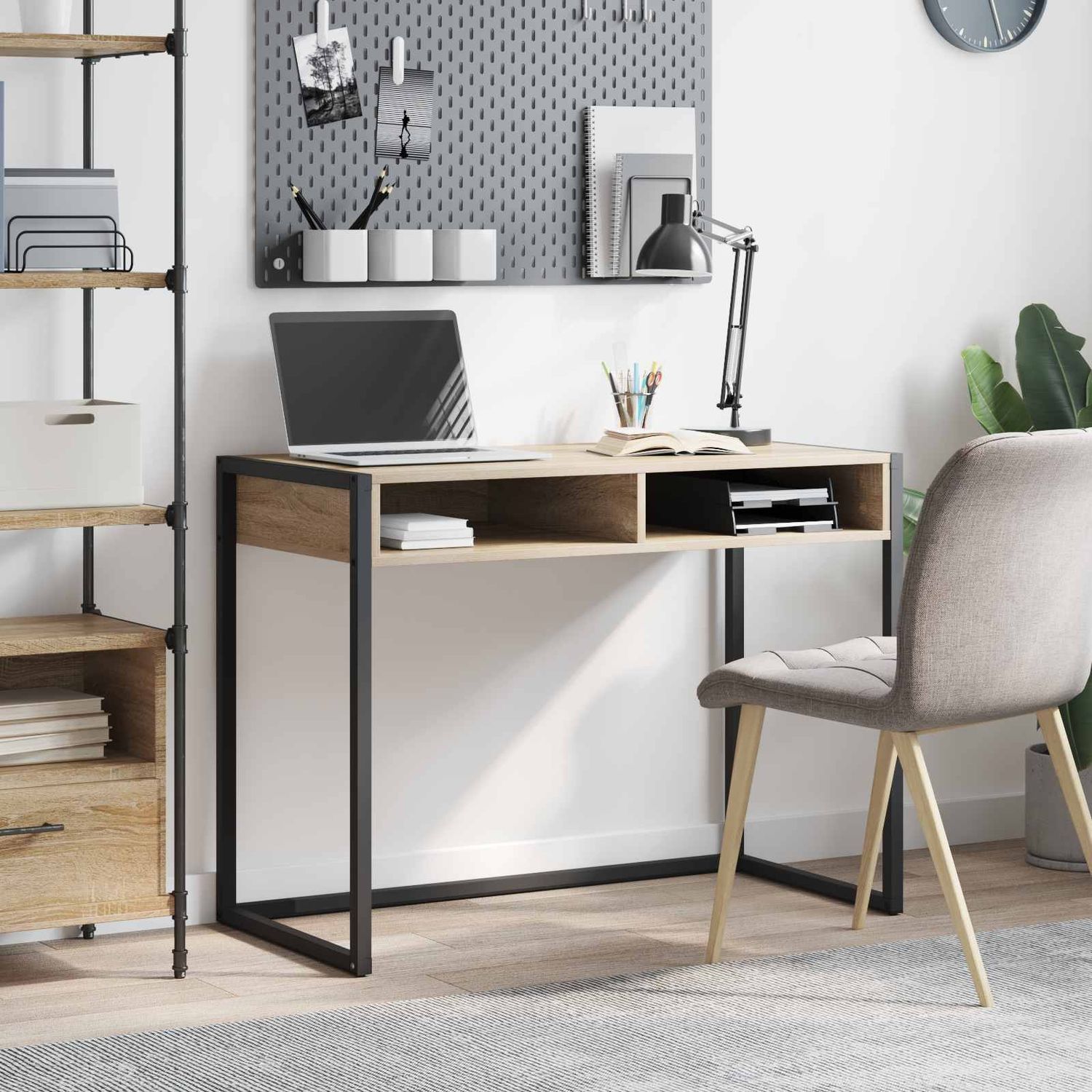 vidaXL Schreibtisch mit Speicher Sonoma 100 x 50 x 75 cm Holzwerkstoff 886475 Bild 1