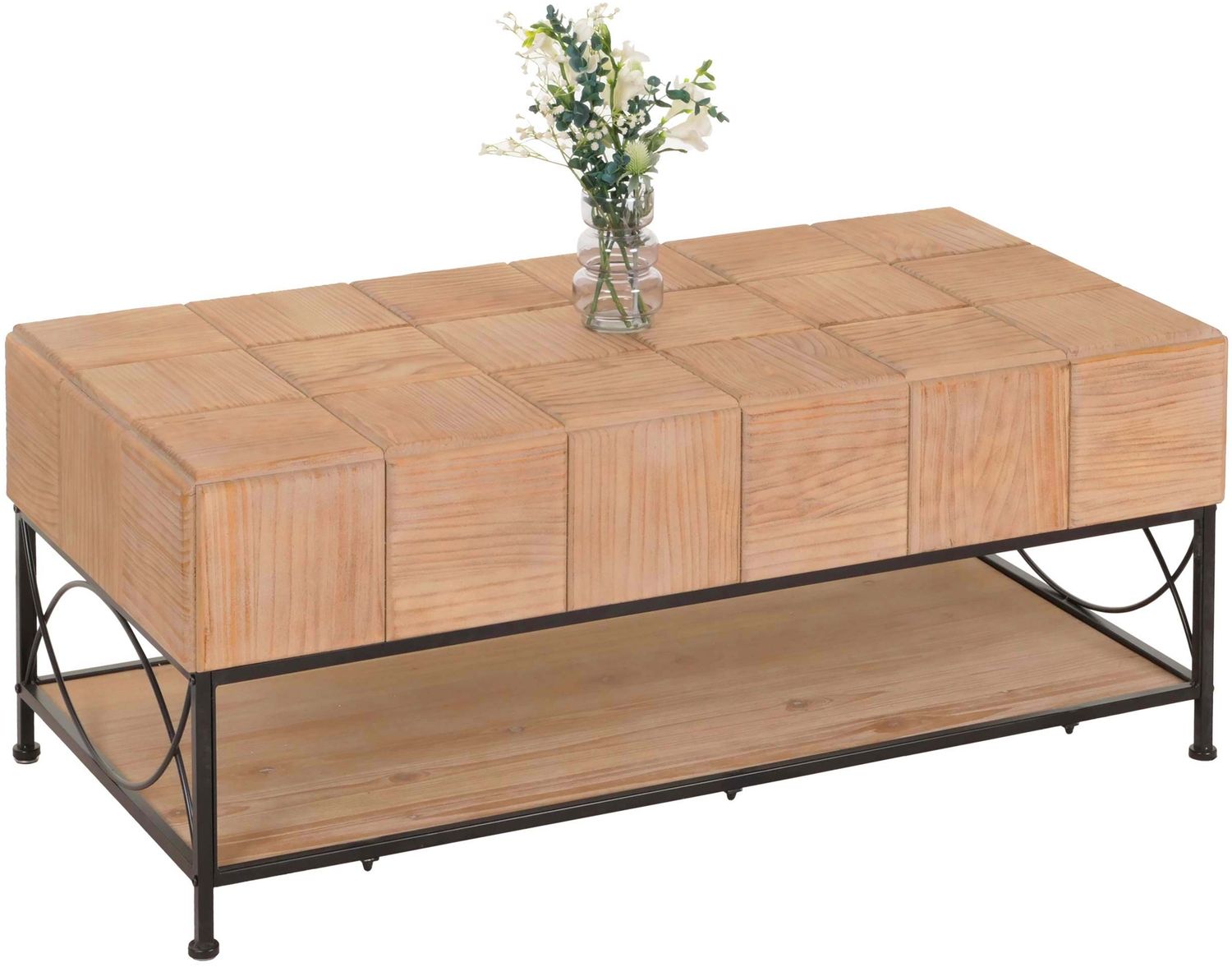 Couchtisch HWC-N30, Wohnzimmertisch Tisch Sofatisch Beistelltisch, Ablage Massiv-Holz MDF, 51x120x61cm Bild 1