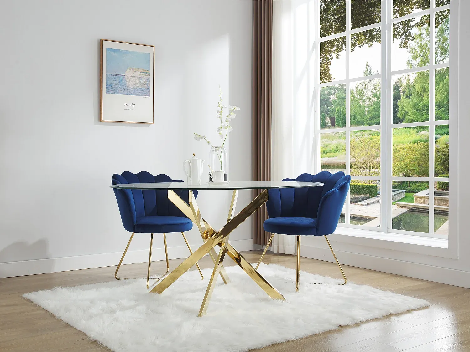 Vente-unique - COSIMA Esstisch Glas TransparentGold - B 140 cm x H 77 cm x L 140 cm Bild 1