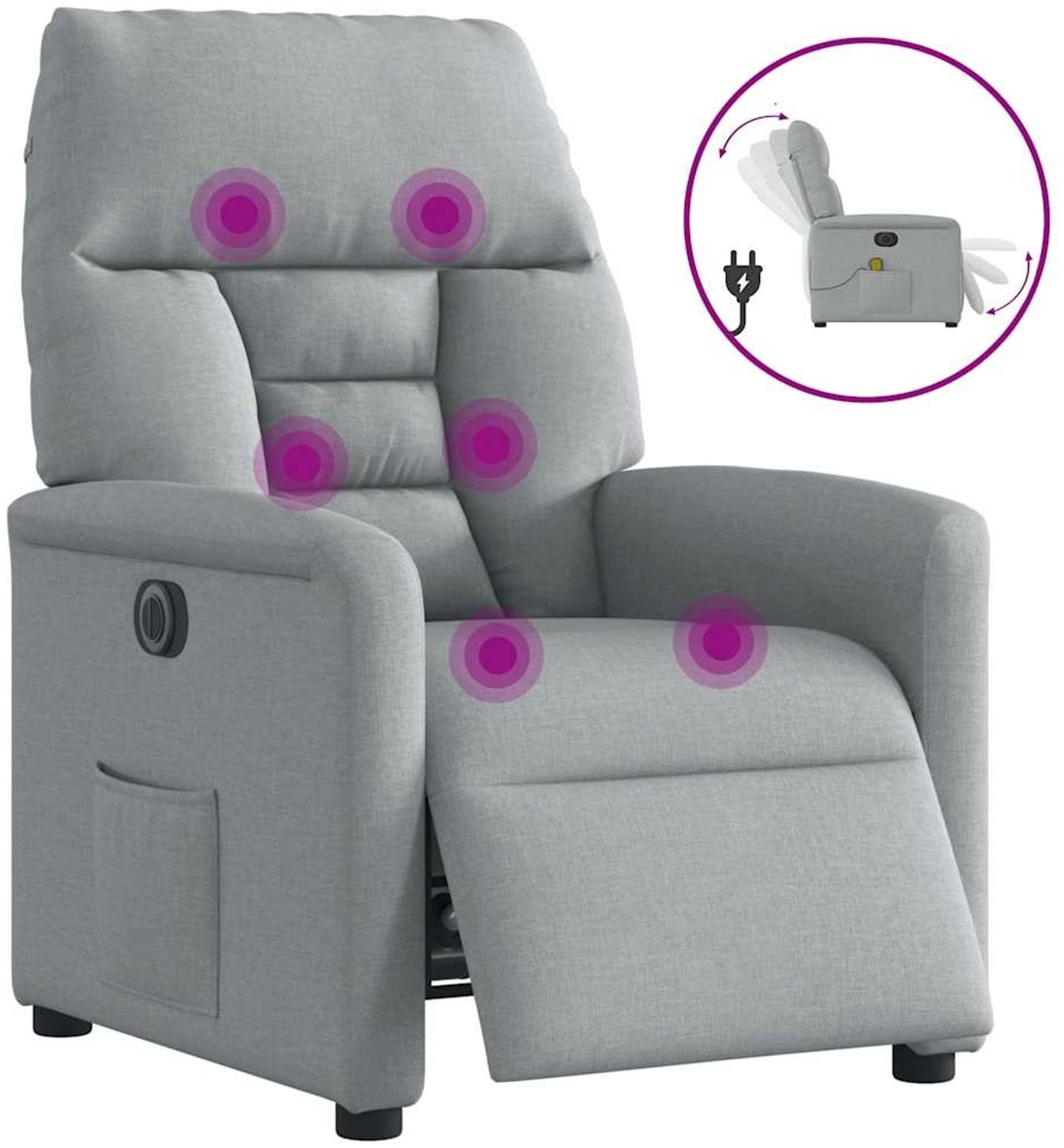 vidaXL Massagesessel Elektrisch Hellgrau Stoff 3303022 Bild 1
