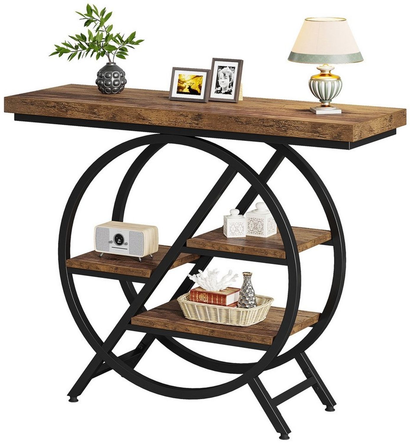 Tribesigns Konsolentisch 100 cm Eingangstisch mit 4-stöckiger regal, Flur Sofatisch Bild 1