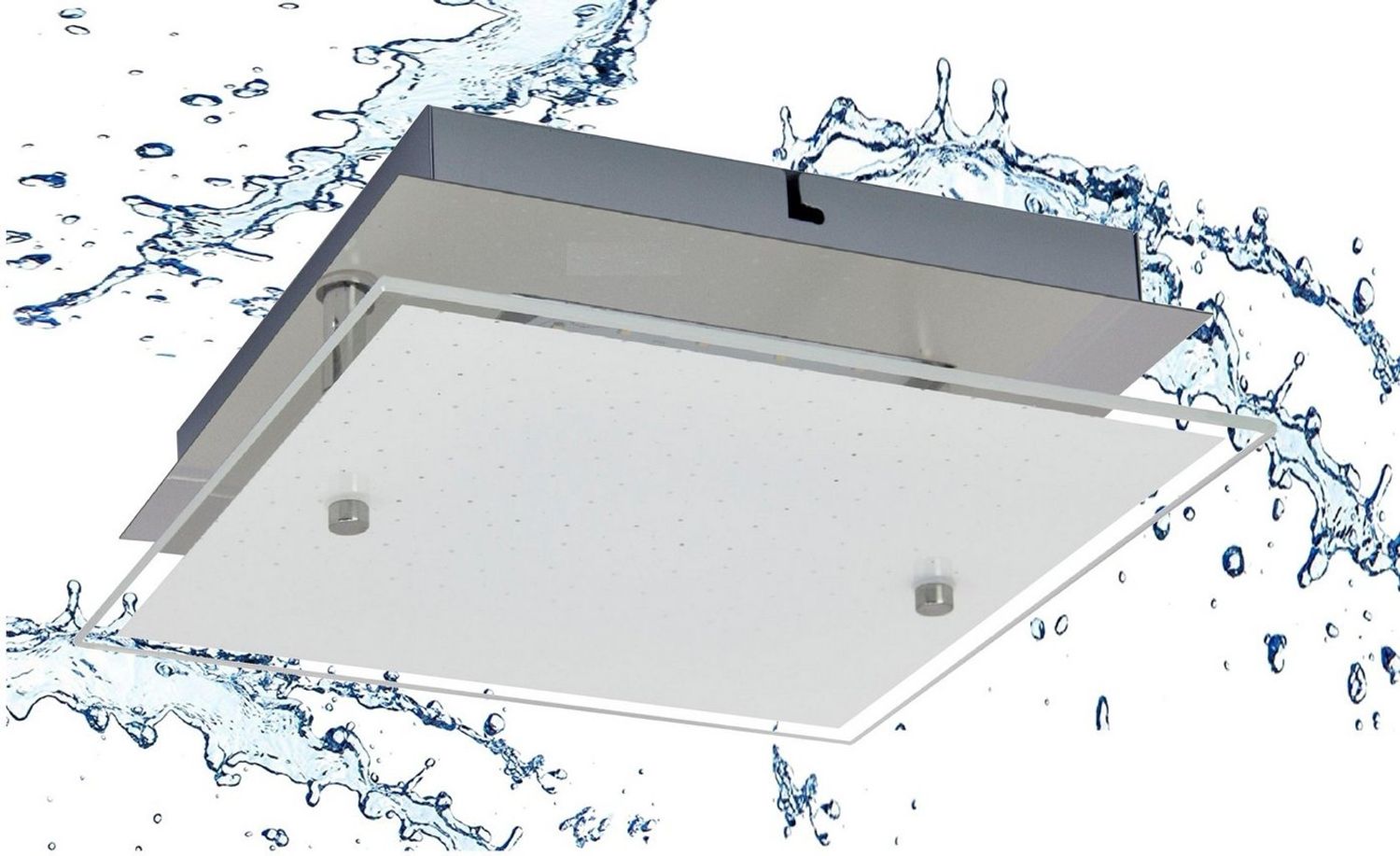 TRANGO LED Deckenleuchte, Dimmfunktion, 3102 Feuchtraum IP44 LED Deckenstrahler Eckig für Bad 3-Stufen dimmbar *LILY* inkl. 12 Watt 3000K warmweiß LED Modul, Design Kristalleffekt Glas Lampenschirm, warmweiß, Deckenlampe, Wandleuchte, Badlampe Bild 1