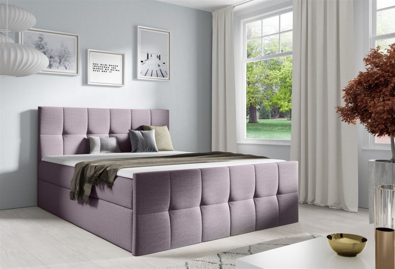 Boxspringbett Schlafzimmerbett CARMEN LUX 160x200 cm Stoff Monolith Altrosa Bild 1