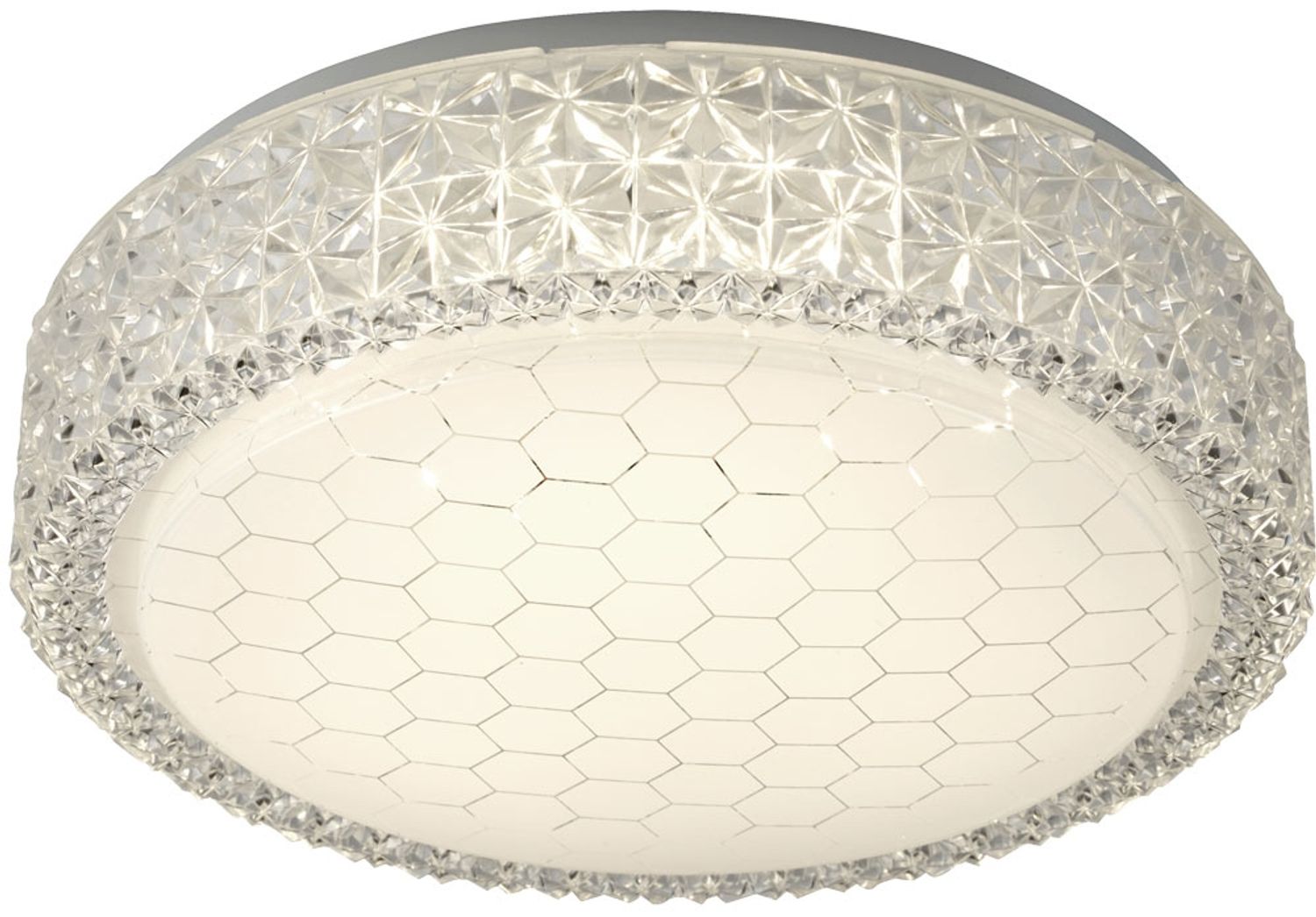 LED Deckenlampe mit Wabenmuster und Kristallrand Bild 1