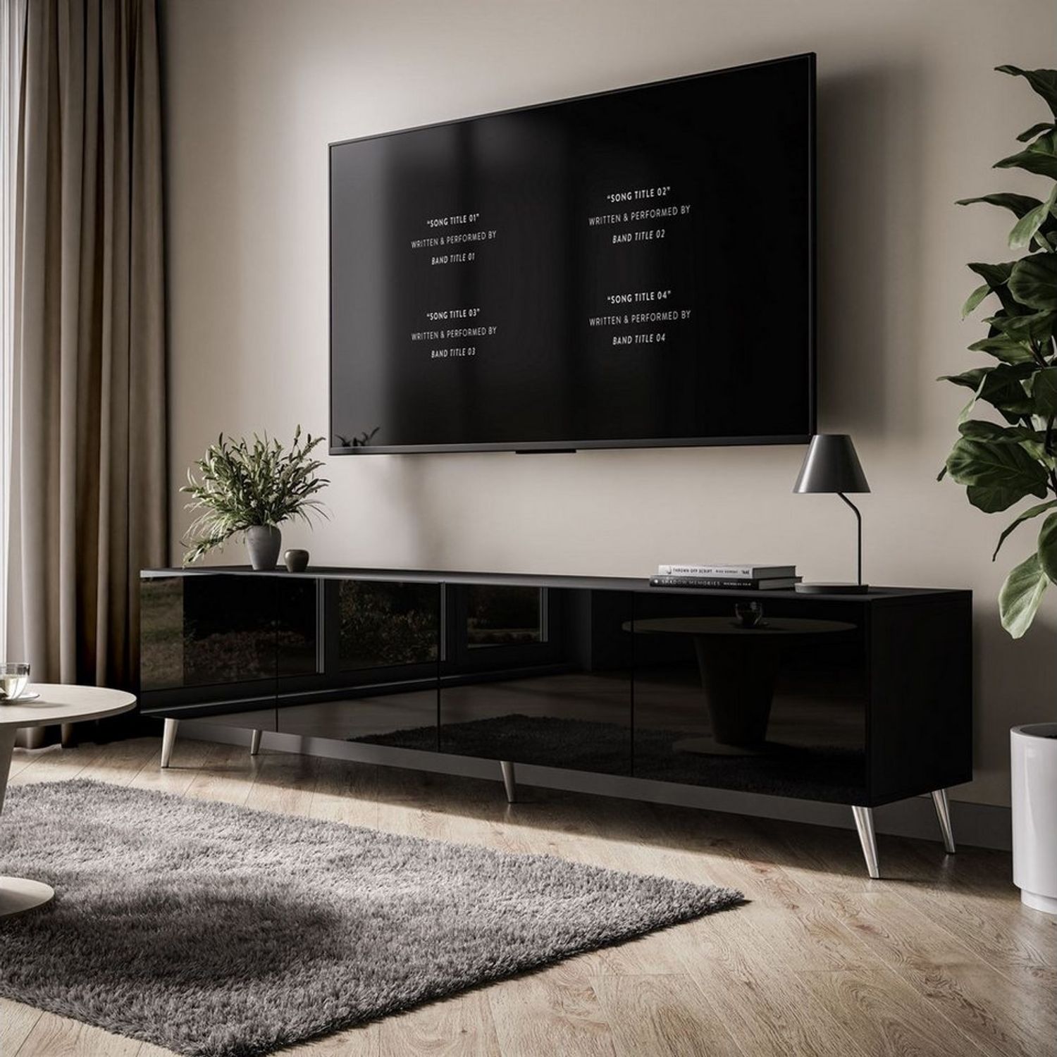 ALLHOUSE24 TV-Schrank LOGANTE 200 cm Breite Unterschrank TV Lowboard Metall Füße 200 cm Breite Bild 1